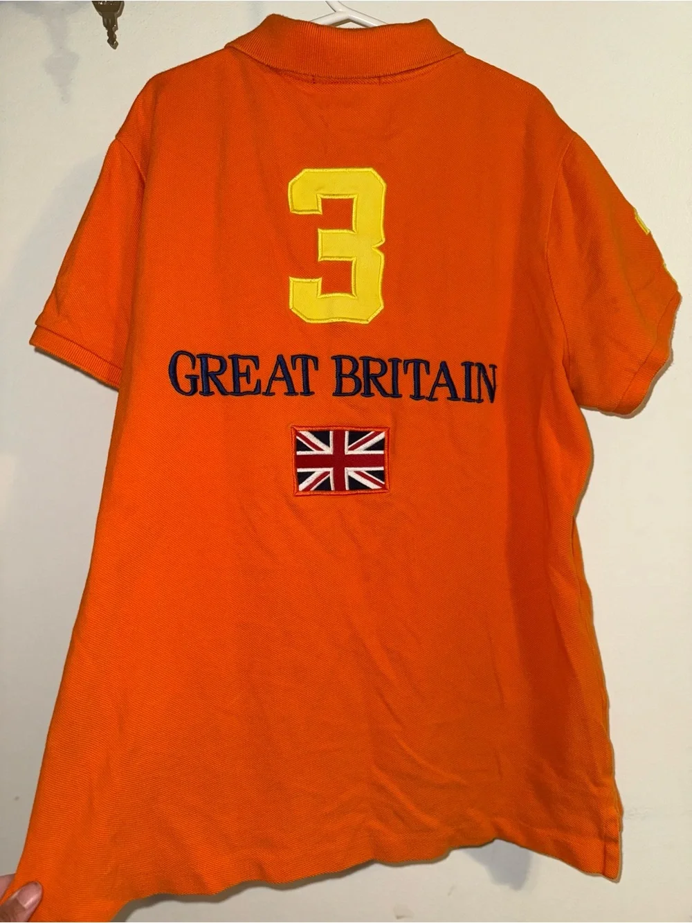 Ralph Lauren Orange Polo with Yellow Embroidered Pony & GB Patch